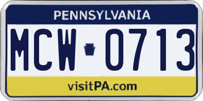 PA license plate MCW0713