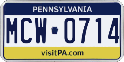 PA license plate MCW0714