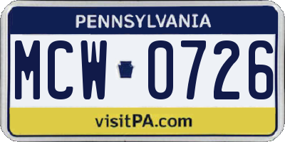PA license plate MCW0726
