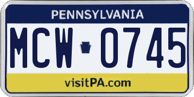 PA license plate MCW0745