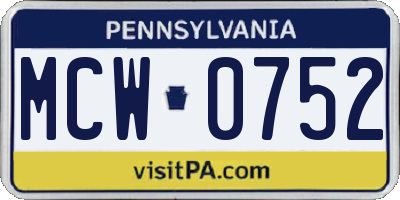 PA license plate MCW0752