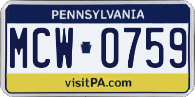 PA license plate MCW0759