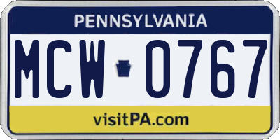 PA license plate MCW0767