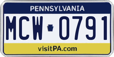 PA license plate MCW0791