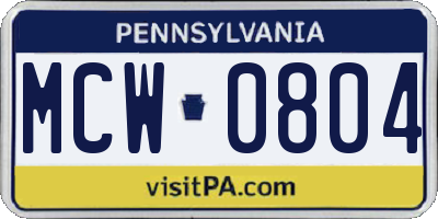 PA license plate MCW0804