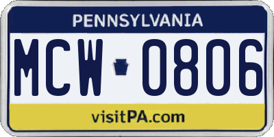 PA license plate MCW0806
