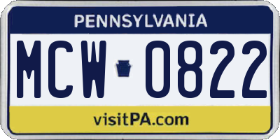 PA license plate MCW0822