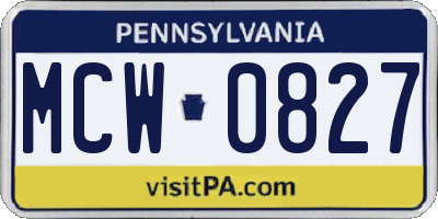 PA license plate MCW0827