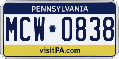PA license plate MCW0838