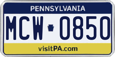 PA license plate MCW0850