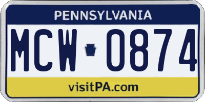 PA license plate MCW0874