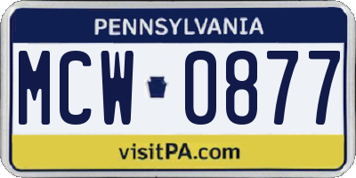 PA license plate MCW0877