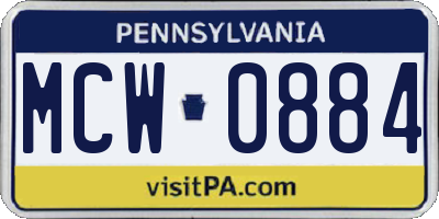PA license plate MCW0884