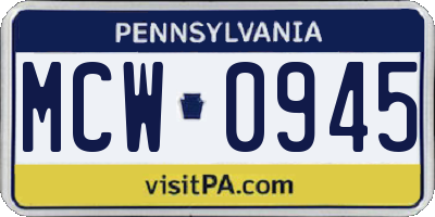 PA license plate MCW0945