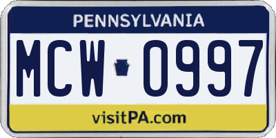 PA license plate MCW0997