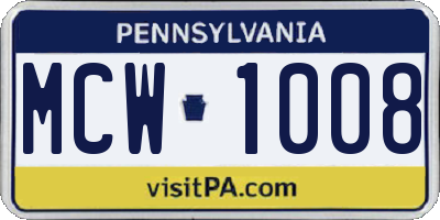PA license plate MCW1008