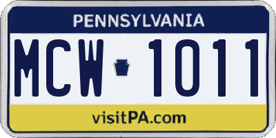 PA license plate MCW1011