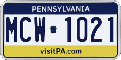 PA license plate MCW1021