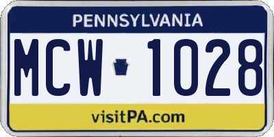 PA license plate MCW1028