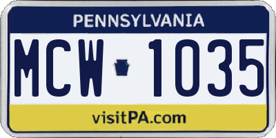 PA license plate MCW1035