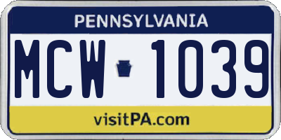 PA license plate MCW1039