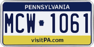 PA license plate MCW1061