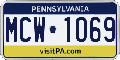 PA license plate MCW1069