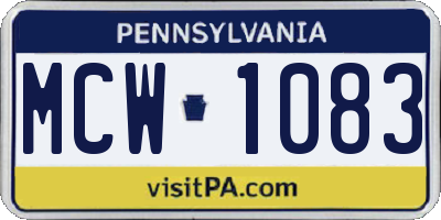 PA license plate MCW1083
