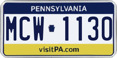 PA license plate MCW1130