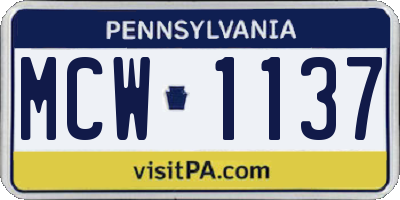 PA license plate MCW1137