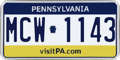 PA license plate MCW1143