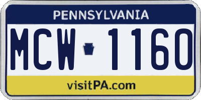 PA license plate MCW1160