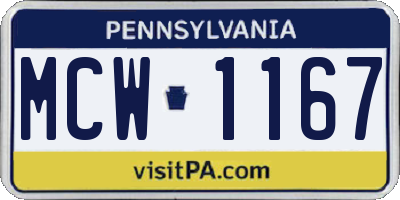 PA license plate MCW1167