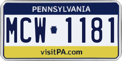 PA license plate MCW1181