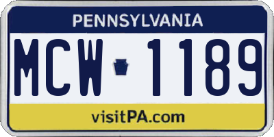 PA license plate MCW1189