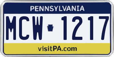 PA license plate MCW1217