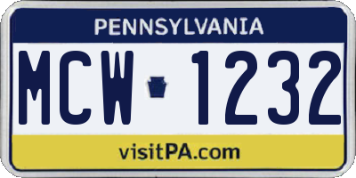PA license plate MCW1232