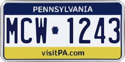 PA license plate MCW1243