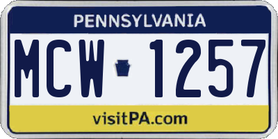 PA license plate MCW1257