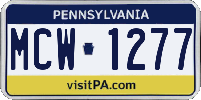 PA license plate MCW1277
