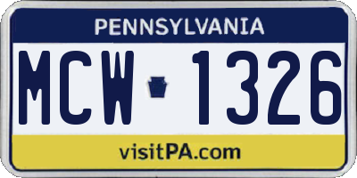 PA license plate MCW1326