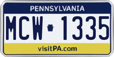 PA license plate MCW1335