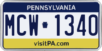 PA license plate MCW1340