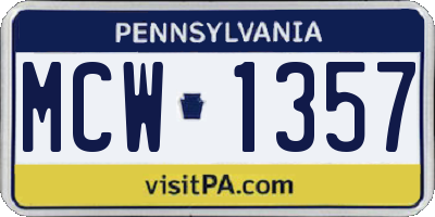 PA license plate MCW1357