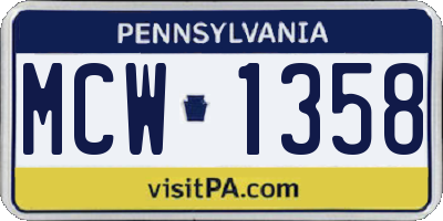 PA license plate MCW1358