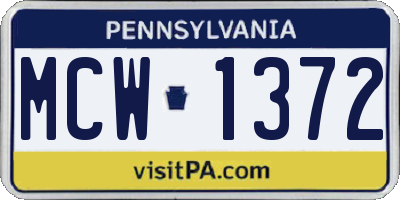 PA license plate MCW1372