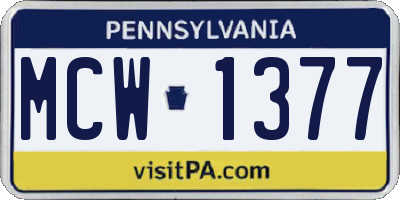 PA license plate MCW1377