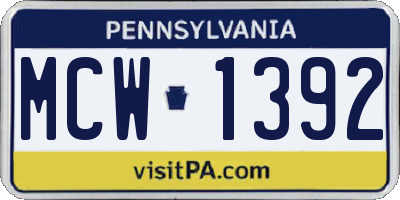 PA license plate MCW1392