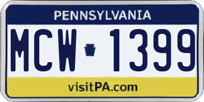 PA license plate MCW1399