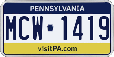 PA license plate MCW1419